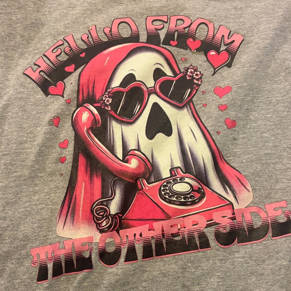 Gildan Gray Tee with Pink Graphic